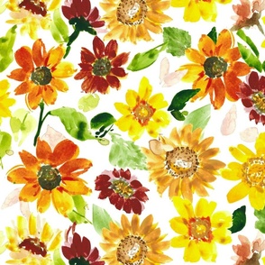 Sunflower Tea Towel in Watercolor