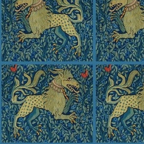 15 th Century British Tapestry Of A Beast In The Forget-Me-Nots