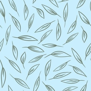 Leaves on Blue Background