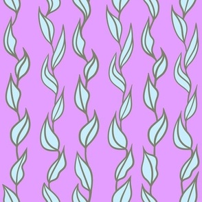 Turquoise Leaves on Pink Background