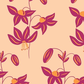 Pink lilies floral pattern 