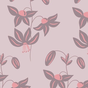 Grey lilies floral pattern 