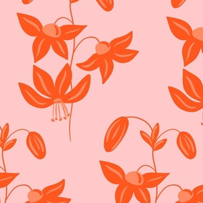 Orange Lilly Flowers Pattern 