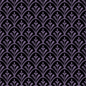 Lino block print art deco (purple glitter, black, 6 inch)