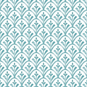 Lino block print art deco (mint glitter, white, 6 inch}