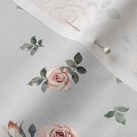 Meduim Scale / Vintage Roses / Light Grey Background / Matching coordinate for Little Deer With Vintage Roses and Rose Highland Cow 