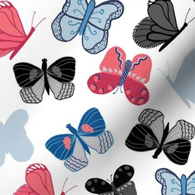 Colorful hand drawn butterfly pattern