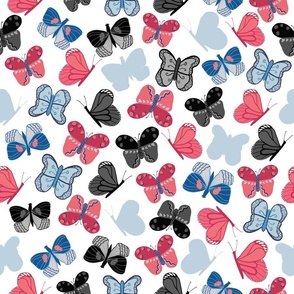 Colorful hand drawn butterfly pattern