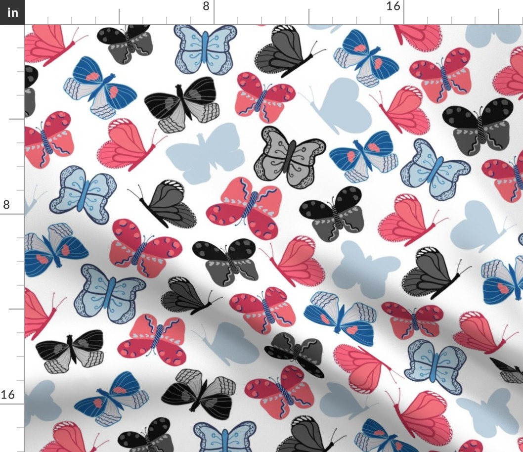 Colorful hand drawn butterfly pattern