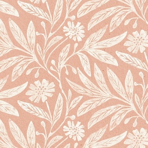 Peachy pink vintage floral_daisy stamp_peach pink