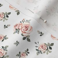 Tiny Scale / Vintage Roses / White Background / Matching coordinate for Little Deer With Vintage Roses and Rose Highland Cow 