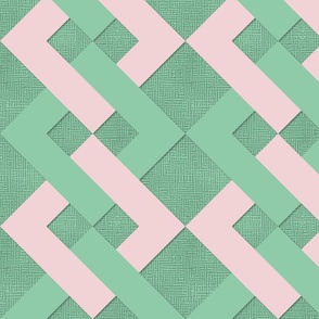Interlocking diamonds in cotton candy and jade | large