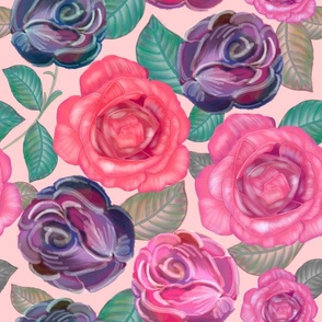 Watercolor Roses and Mix Flower Bouquet Pattern