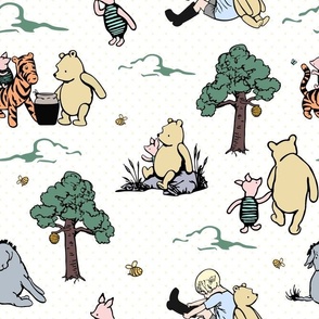 Bigger Scale Classic Pooh Story Sketches on White