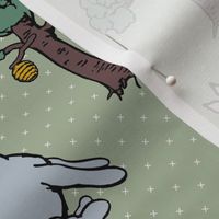 Bigger Scale Classic Pooh Story Sketches on Sage Green