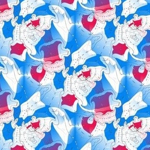 Helli Barbara - blue abstract art fabric design pattern