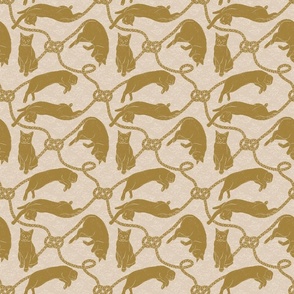 Knotty cats // yarn cats with macrame knots in gold & cream neutrals // bedroom fabric (small)