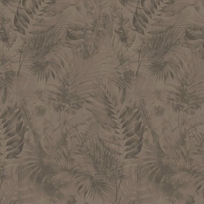 Subtle Monstera And Palm Pattern Neutral Beige Smaller Scale