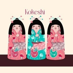 Three Kokeshi Dolls