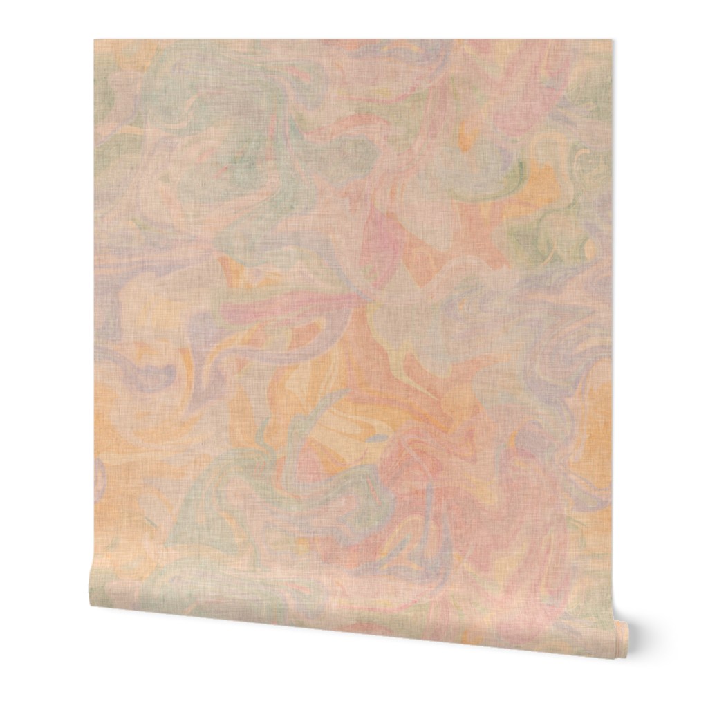 Pastel rainbow marble pattern with a vintage linen texture