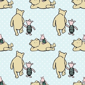 Bigger Scale Classic Pooh and Piglet on Pale Blue