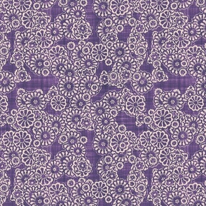 Boho Ikat Flowers Batik Block Print in Orchid Purple and Blush Pink (Medium Scale)