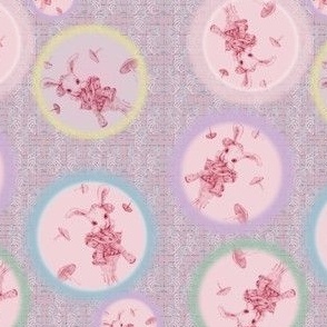5x7-Inch Repeat of Peaceful-Pink Background of Dottie Rabbit Pastel Dreams