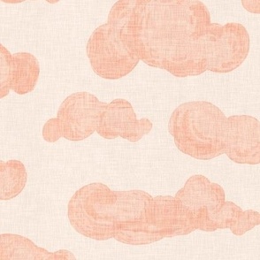 Hand drawn watercolor peach fluffy clouds 