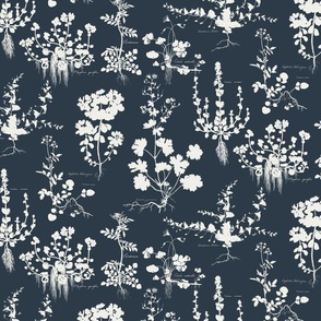 BOTANICAL SILHOUETTES - VERSION 1 - LINEN ON NAVAL SW6244