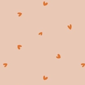 Little Tossed Hearts - Red on Peachy Pink
