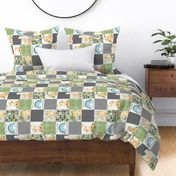 4 1/2" Freddie Fox Quilt Blanket – Baby Fox + Rainbows Patchwork Nursery Fabric, Bedding Cheater Quilt B, ROTATED