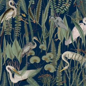 Herons and Egrets on azure