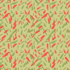 Coral and Green Brush Strokes