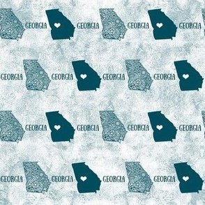 Medium Scale State of Georgia USA Home is Where The Heart Is in Teal