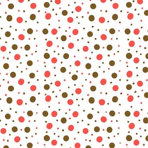White Brown Coral Polka Dots