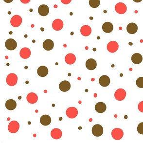 White- Brown Coral Polka Dots