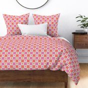 Checkered Hearts - Cream, Pink, Coral -Large