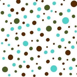 Celeste- Brown- Green- Teal Polka Dots