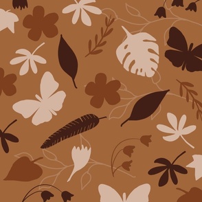 Pattern Leaves Brown