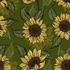 Sunflower summer painting floral botanical nature
