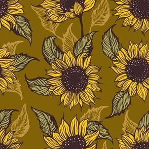 Sunflower summer painting floral botanical nature