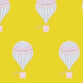 Hot Air Balloon Pink on Yellow AB 14