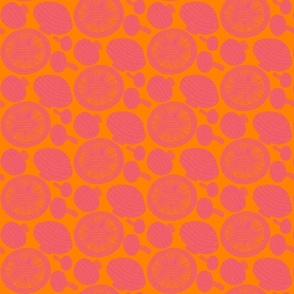 Mushrooms pop art block print pink on orange(medium)
