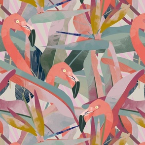 Bird of Paradise Flamingo pastel