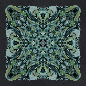 Pillow-Fabric!  Fantasy flowers and leaves kaleidoscope on slade 