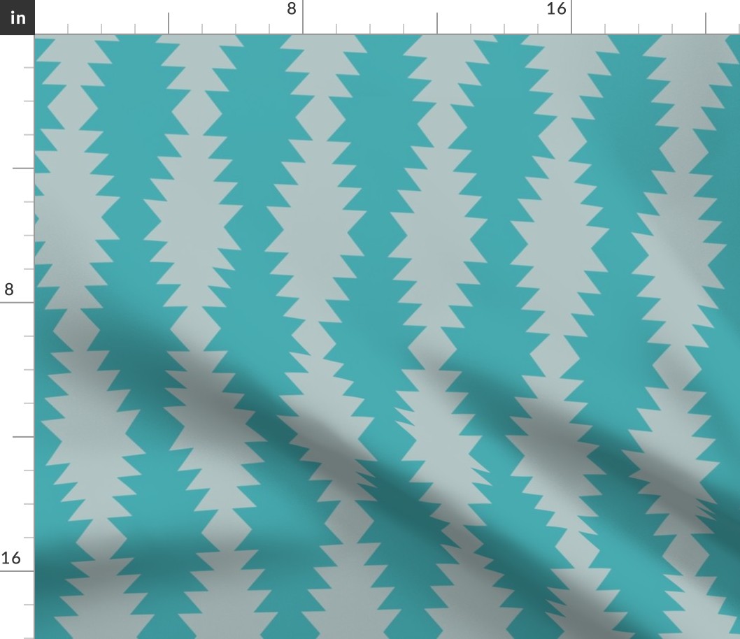 Ziggurat stripes - turquoise and grey - large scale