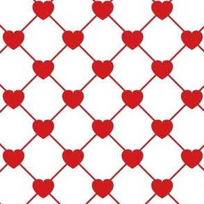 Mini Heart Diamond Lattice in White + Red