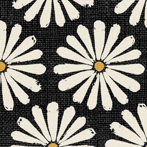 Floral Daisy Pinwheels - Black - Medium
