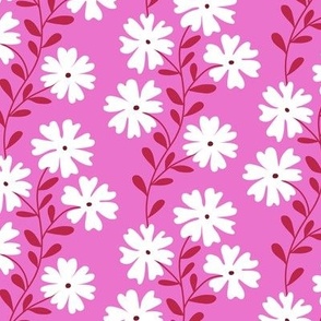 White flower pattern on pink background