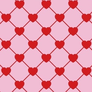 Mini Heart Diamond Lattice in Pink + Red